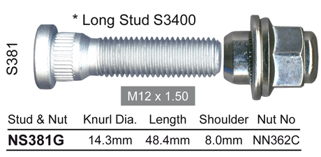 Stud & Nut NS381G - Nice Products | Universal Auto Spares