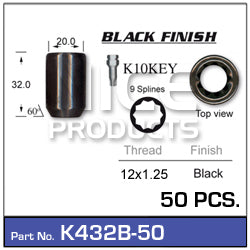 K NUTS BLACK K432B-50 - Nice Products | Universal Auto Spares