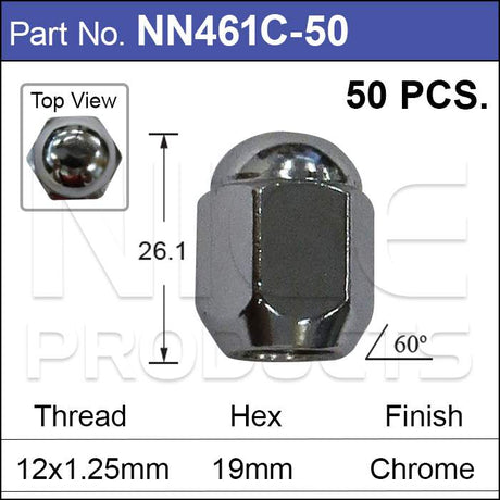 Wheel Nut Pk 50 NN461C-50 - Nice Products | Universal Auto Spares