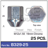 Chrome Nut B329-25 - Nice Products | Universal Auto Spares