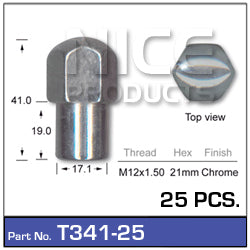 Chrome Nuts pk25 T341-25 - Nice Products | Universal Auto Spares