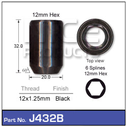 Black Nut Allen Key Tapered J432B - Nice Products | Universal Auto Spares