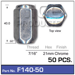Chrome Nuts pk50 F140-50 - Nice Products | Universal Auto Spares