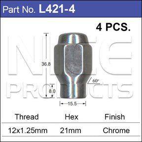 Chrome Nuts pk4 L421-4 - Nice Products | Universal Auto Spares