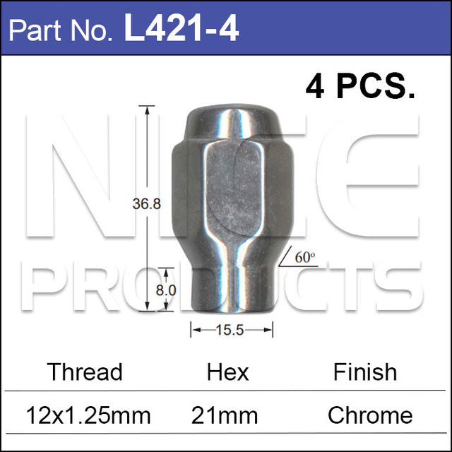 Chrome Nuts pk4 L421-4 - Nice Products | Universal Auto Spares