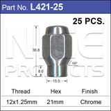 Chrome Nuts pk25 L421-25 - Nice Products | Universal Auto Spares