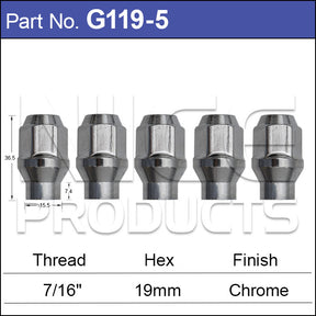 Chrome Nuts pk5 G119-5 - Nice Products | Universal Auto Spares