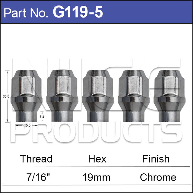 Chrome Nuts pk5 G119-5 - Nice Products | Universal Auto Spares