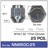 Wheel Nut Pkt 50 NN860C-25 - Nice Products | Universal Auto Spares