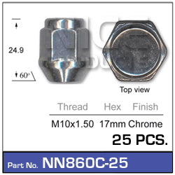 Wheel Nut Pkt 50 NN860C-25 - Nice Products | Universal Auto Spares