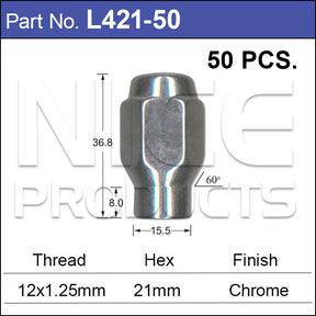 Chrome Nuts pk50 L421-50 - Nice Products | Universal Auto Spares