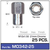 Mag Wheel Nuts pk25 MO342-25 - Nice Products | Universal Auto Spares