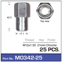 Mag Wheel Nuts pk25 MO342-25 - Nice Products | Universal Auto Spares