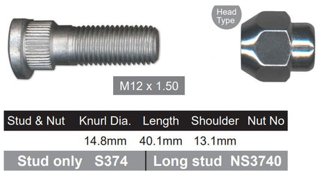 Stud & Nut NS377K - Nice Products | Universal Auto Spares