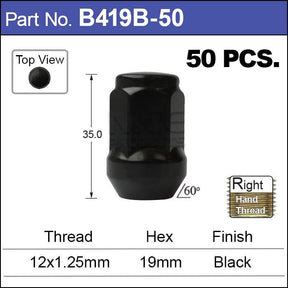 Black Nuts pk50 B419B-50 - Nice Products | Universal Auto Spares
