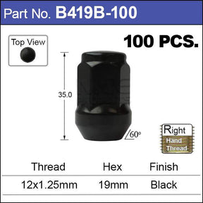 Black Nuts pk100 B419B-100 - Nice Products | Universal Auto Spares