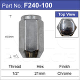 Chrome Nuts pk100 F240-100 - Nice Products | Universal Auto Spares