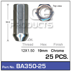 Chrome Nuts pk25 BA350-25 - Nice Products | Universal Auto Spares