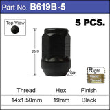 Black Nuts pk5 B619B-5 - Nice Products | Universal Auto Spares