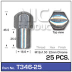 Chrome Nuts pk25 T346-25 - Nice Products | Universal Auto Spares