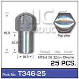 Chrome Nuts pk25 T346-25 - Nice Products | Universal Auto Spares