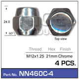 Wheel Nuts pk4 NN460C-4 - Nice Products | Universal Auto Spares
