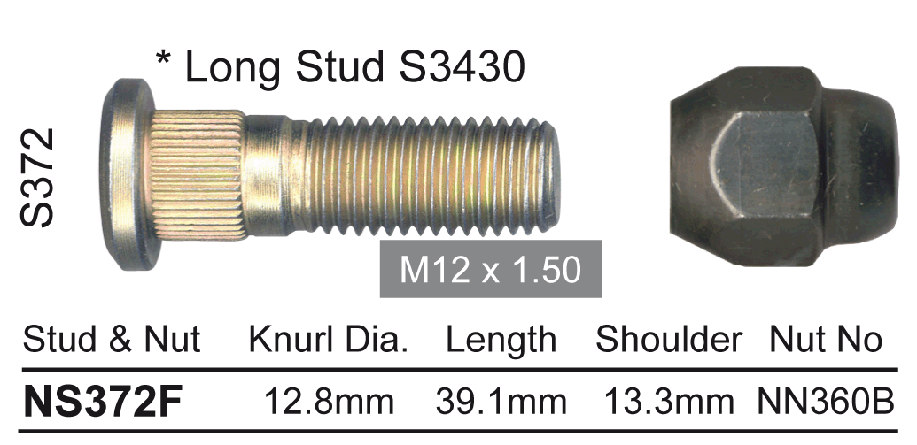 Stud & Nut NS372F - Nice Products | Universal Auto Spares