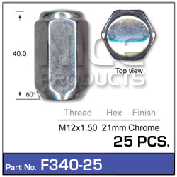 Chrome Nuts pk25 F340-25 - Nice Products | Universal Auto Spares