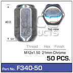 Chrome Nuts pk50 F340-50 - Nice Products | Universal Auto Spares