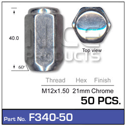 Chrome Nuts pk50 F340-50 - Nice Products | Universal Auto Spares