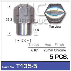 Chrome Wheel Nuts pk5 T135-5 - Nice Products | Universal Auto Spares