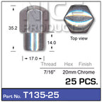 Chrome Nuts pk25 T135-25 - Nice Products | Universal Auto Spares