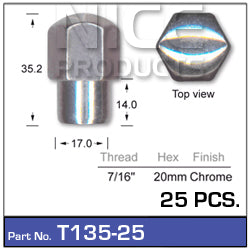 Chrome Nuts pk25 T135-25 - Nice Products | Universal Auto Spares