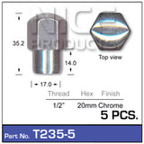 Chrome Nuts pk5 T235-5 - Nice Products | Universal Auto Spares