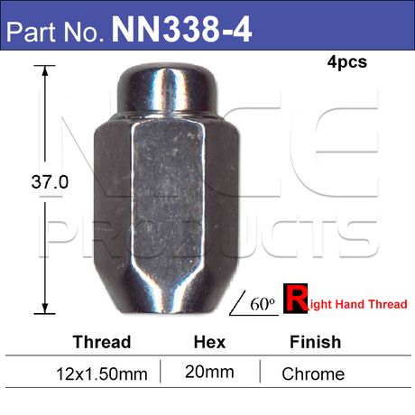 Wheel Nut NN338-4 - Nice Products | Universal Auto Spares