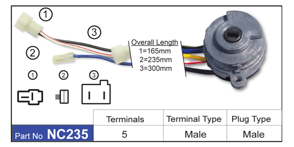 Ignition Switch (NLA) NC235 - Nice Products | Universal Auto Spares