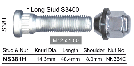 Stud & Nut NS381H - Nice Products | Universal Auto Spares