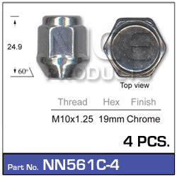 Wheel Nuts Pkt 4 NN561C-4 - Nice Products | Universal Auto Spares
