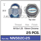 Wheel Nuts Pk 25 NN562C-25 - Nice Products | Universal Auto Spares