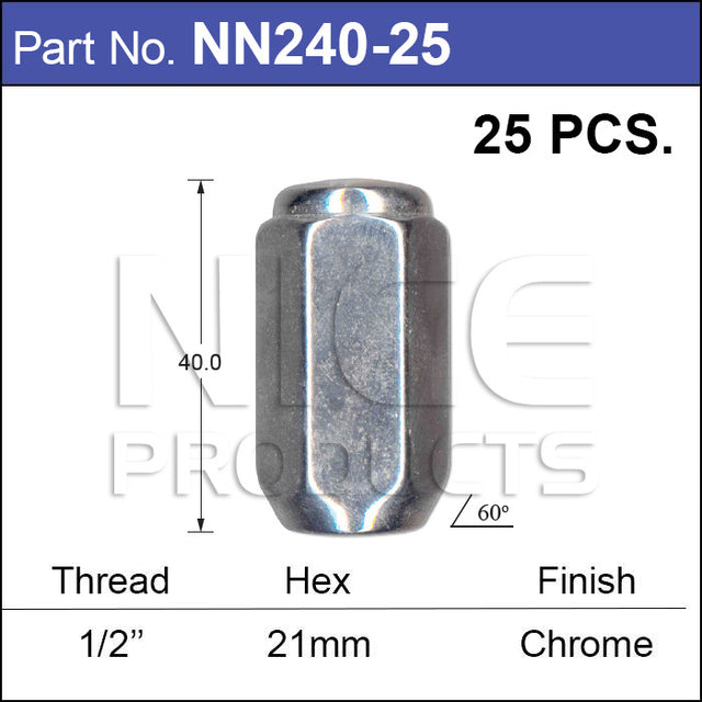 Wheel Nut pk 25 NN240-25 - Nice Products | Universal Auto Spares