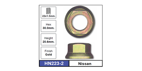 Hub Nuts Pair HN223-2 - Nice Products | Universal Auto Spares
