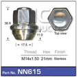 Wheel Nut NN615 - Nice Products | Universal Auto Spares