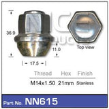 Wheel Nut NN615 - Nice Products | Universal Auto Spares