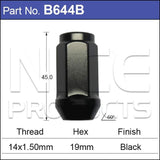 Black Nut pk25 B644B-25 - Nice Products | Universal Auto Spares