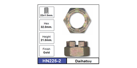 Hub Nuts Pair HN225-2 - Nice Products | Universal Auto Spares