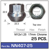 Wheel Nut NN407-25 - Nice Products | Universal Auto Spares
