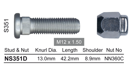 Stud & Nut NS351D - Nice Products | Universal Auto Spares