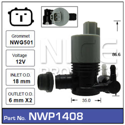 Washer Pump NWP1408 - Nice Products | Universal Auto Spares