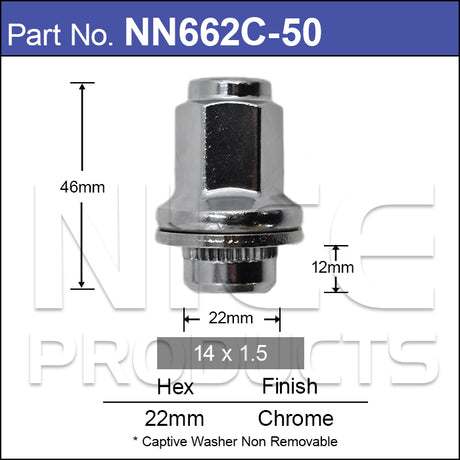 Wheel Nuts Pkt 50 NN662C-50 - Nice Products | Universal Auto Spares