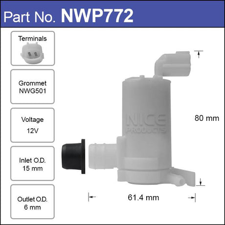 Washer Pump NWP772 - Nice Products | Universal Auto Spares
